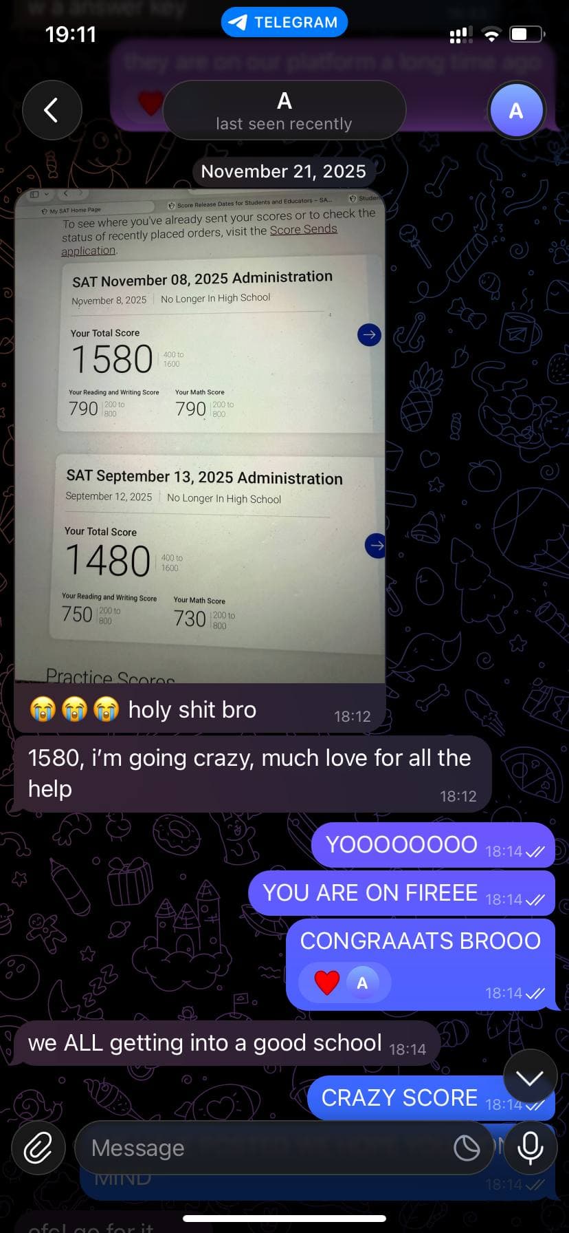 Adam's SAT Score